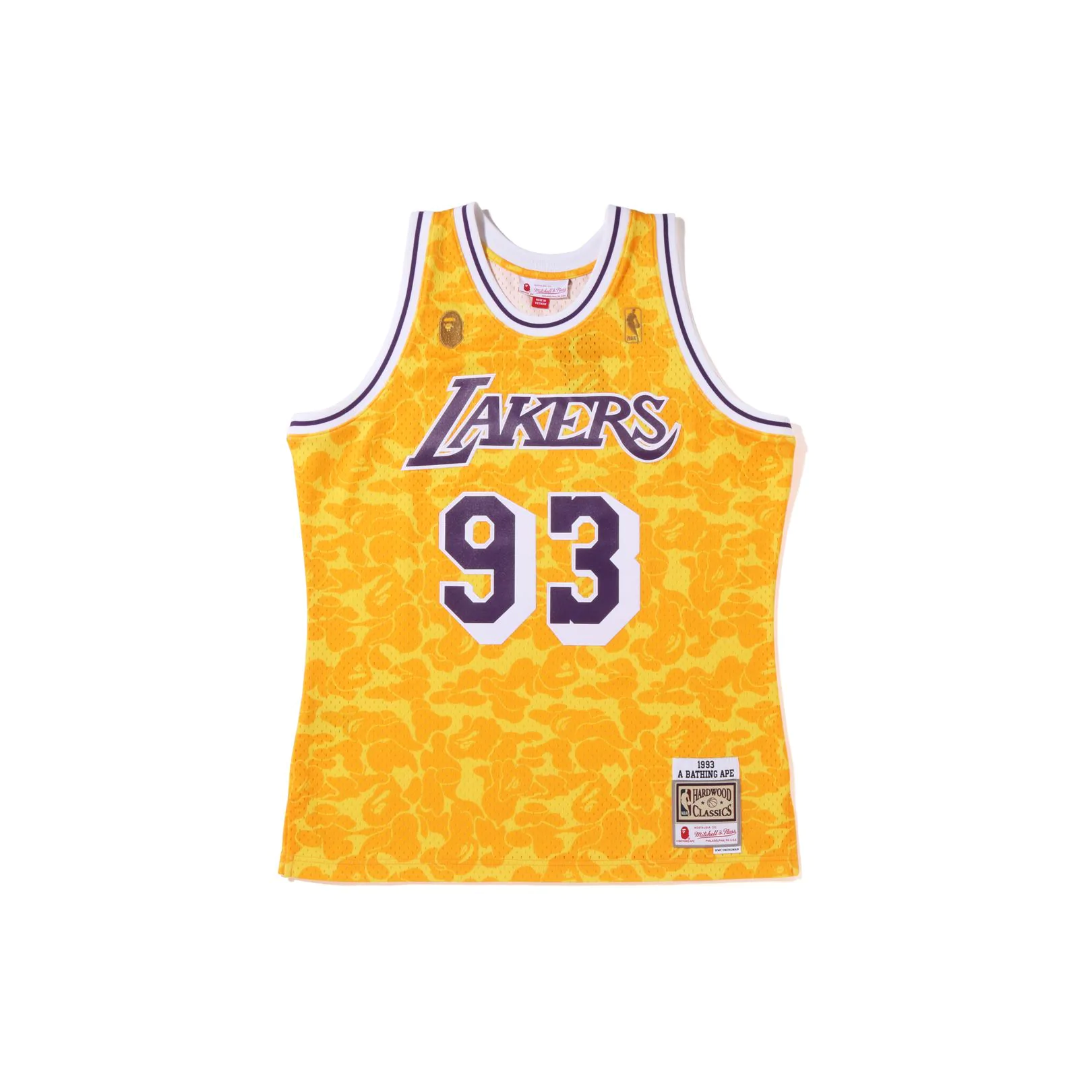 A・BATHING APE Lakers バスケウェア セットアップ NEW Authentic Aape x NBA Mitchell & Ness Yellow Lakers