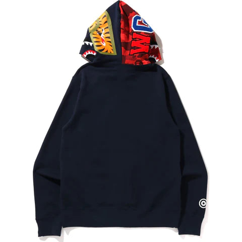 Bape Color Camo Shark Full Zip Hoodie SS22 Navy Red