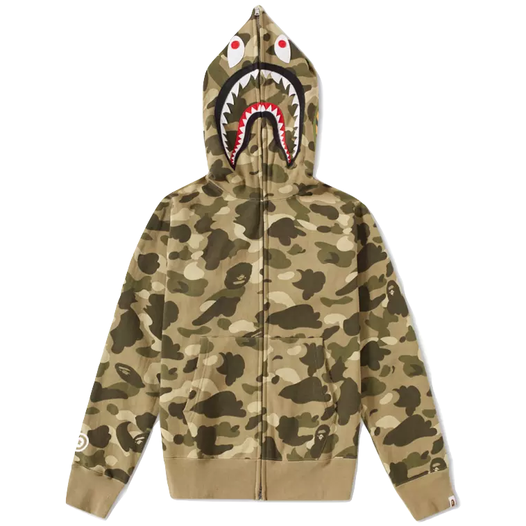 A Bathing Ape Color Camo Full Zip Shark WGM Hoodie - Beige – Grails SF