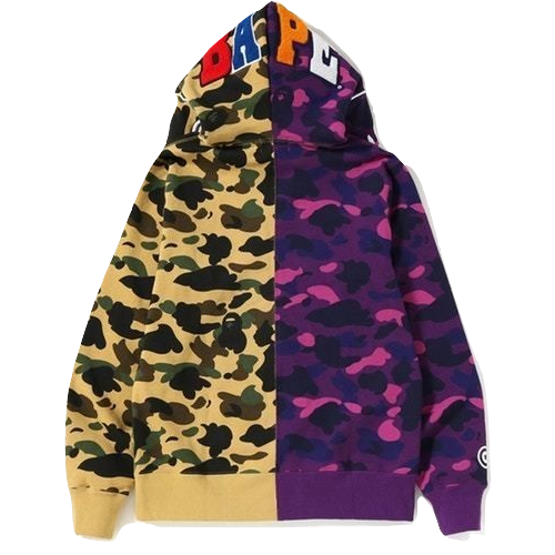 A Bathing Ape 1st x Color Camo 2nd Ape Half Full Zip Hoodie Yellow P Grails SF