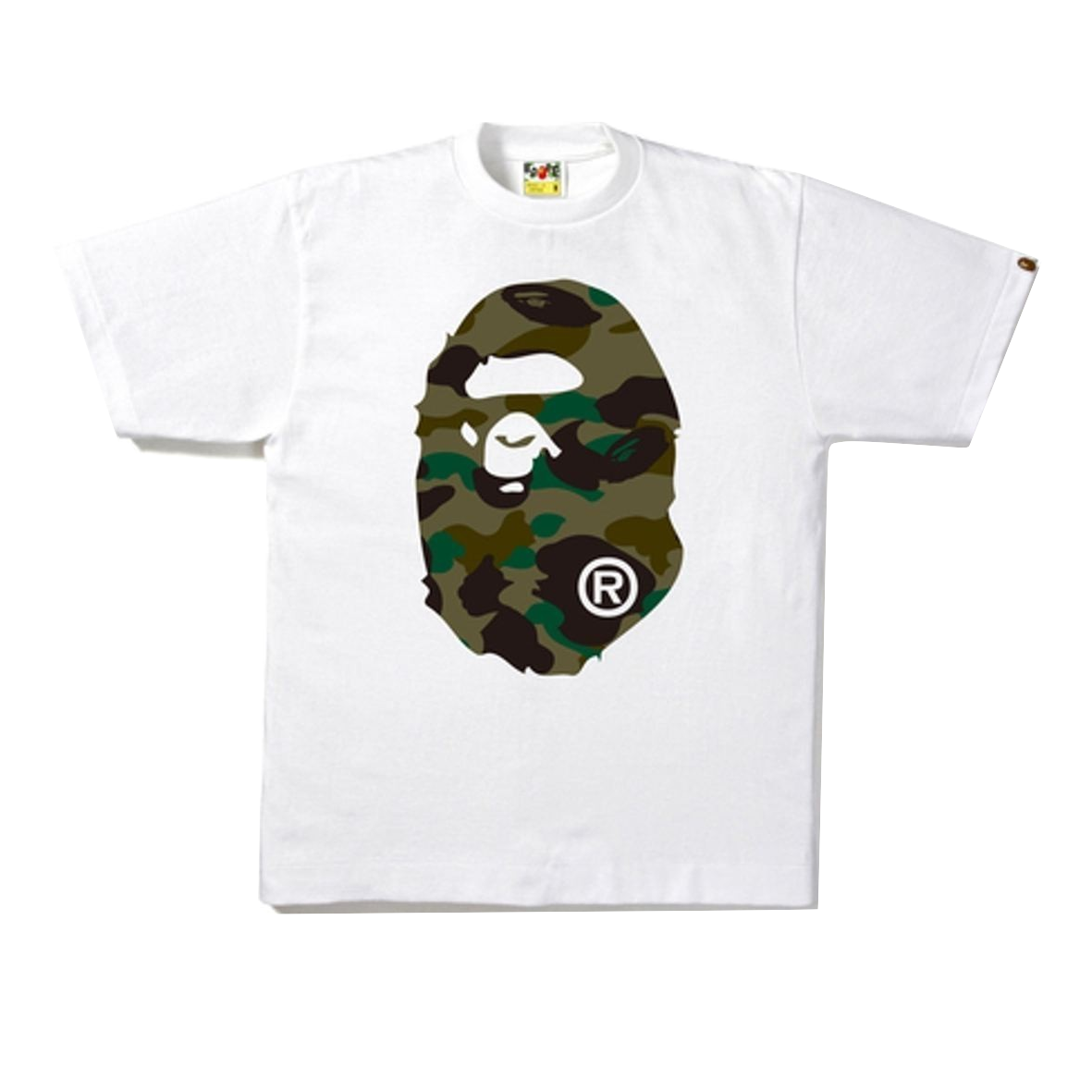 A Bathing Ape 1st Camo Big Ape Head Tee - White/Green Camo