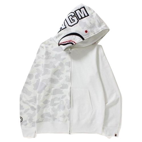 【A BATHING APE】CITY CAMO HALF SHARK FULLZIP HOODIE 白黒 XL S-3XL] A BATHNIG APE Men's CITY CAMO SHARK FULL ZIP HOODIE