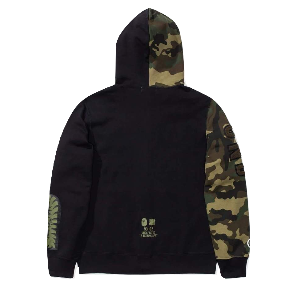 Bape X Undefeated Woodland Camo Shark Hoodie
