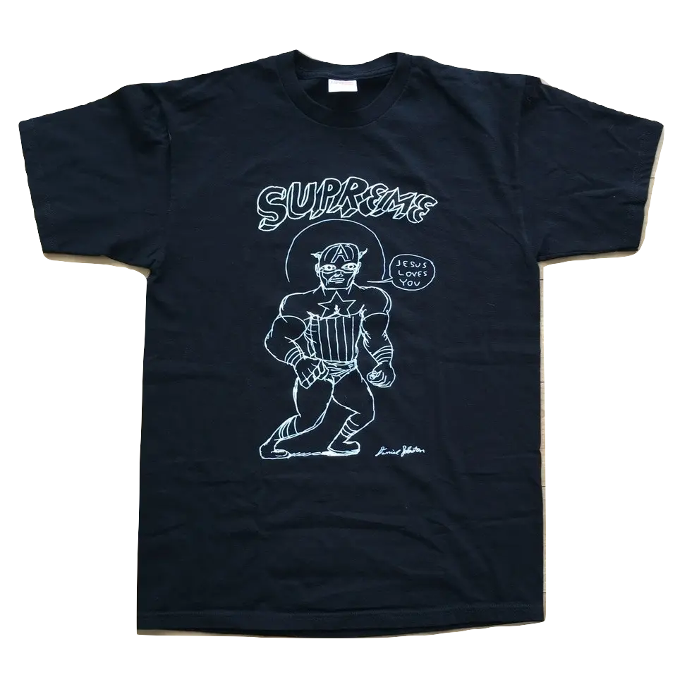 Supreme x Daniel Johnston Jesus Loves You Tee Black – Grails SF