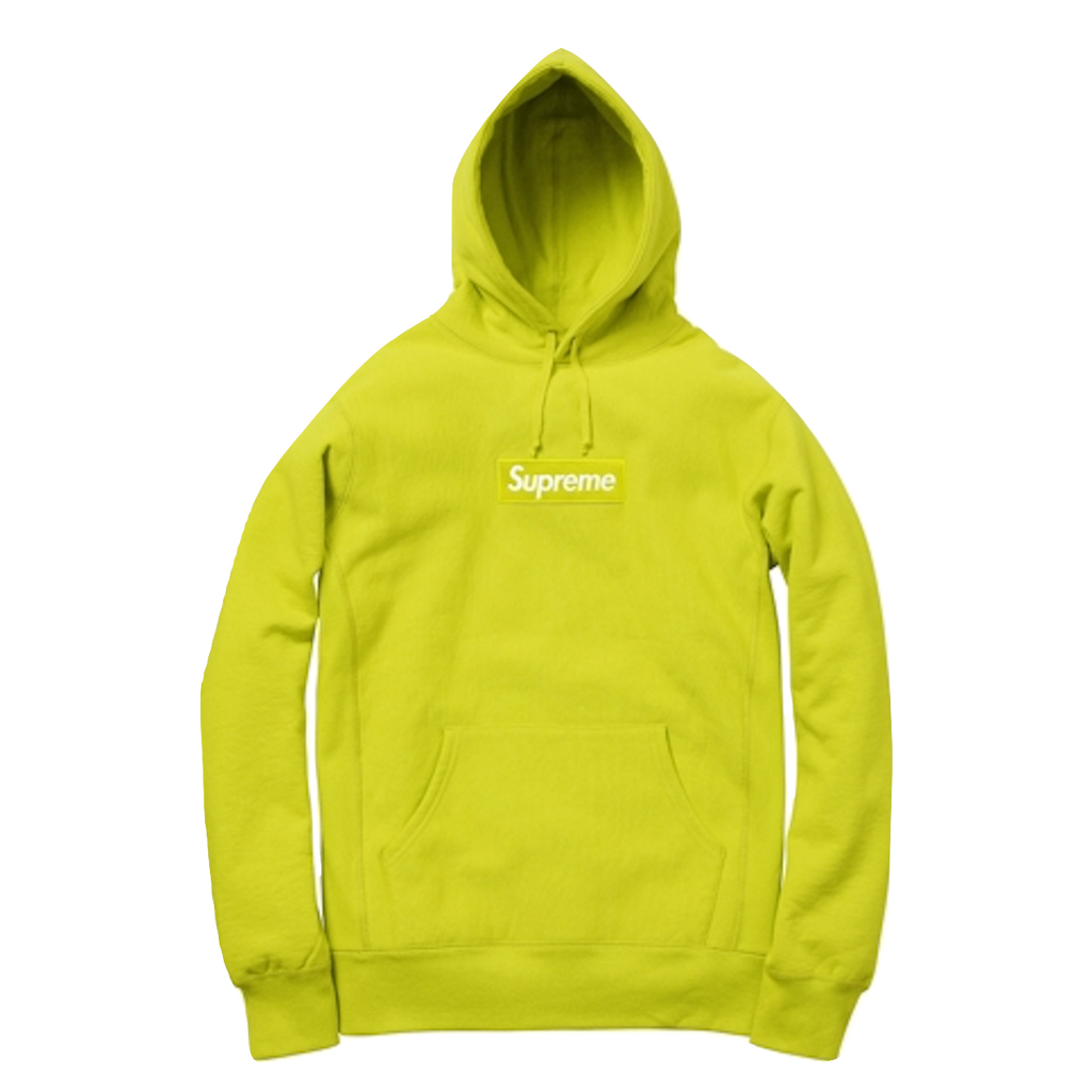 Supreme green hoodie box 2025 logo
