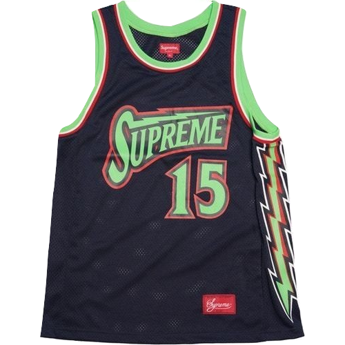 Supreme Bolt Basketball Jersey - Navy – Grails SF Supreme Bolt Basketball Jersey - Navy – Grails SF