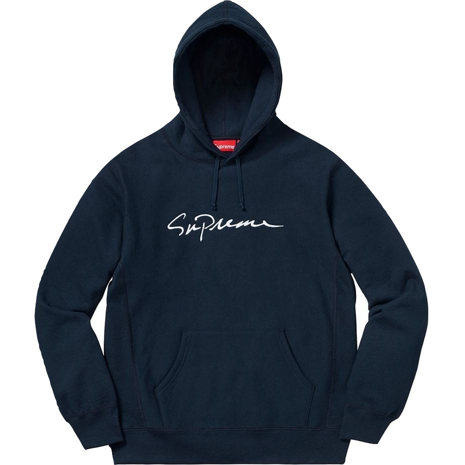 Supreme Classic Script Hooded Sweatshirt Navy