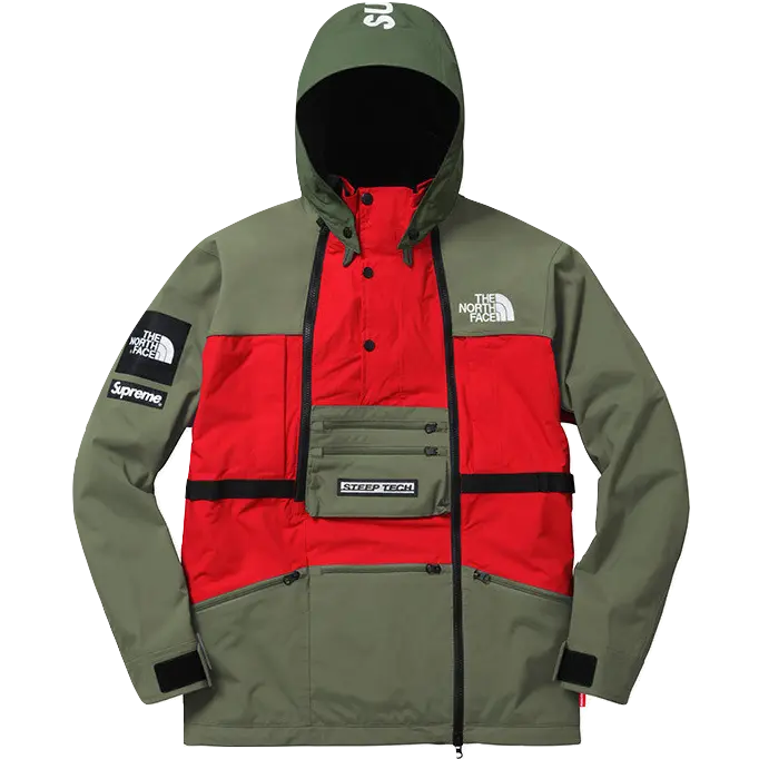 Supreme/The North Face Steep Tech Hooded Jacket - Red/Green Supreme/The North Face Steep Tech Hooded Jacket - Red/Green