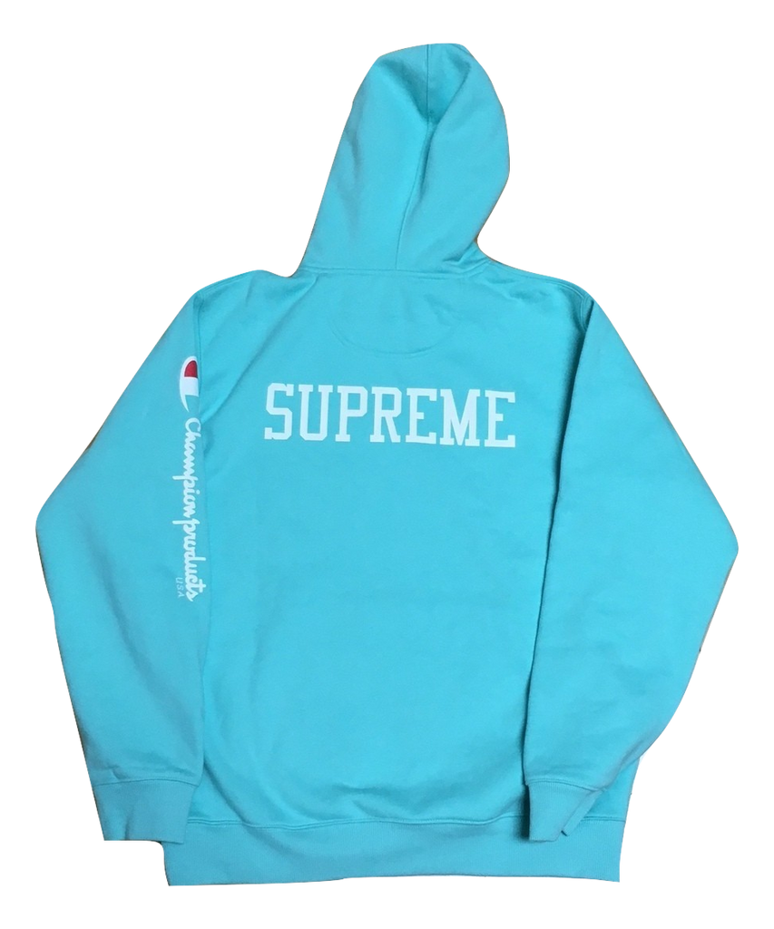Supreme x Champion Hoodie Aqua Grails SF