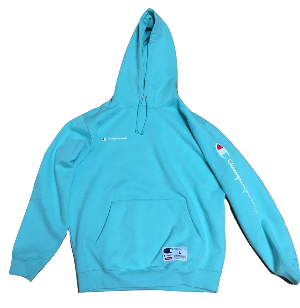 Supreme x Champion Hoodie Aqua Grails SF