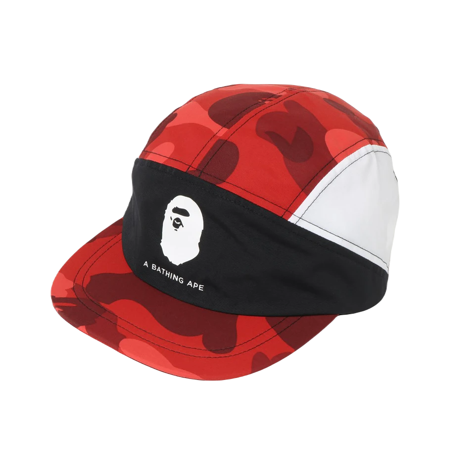 A Bathing Ape Color Camo Color Block Running Cap - Red