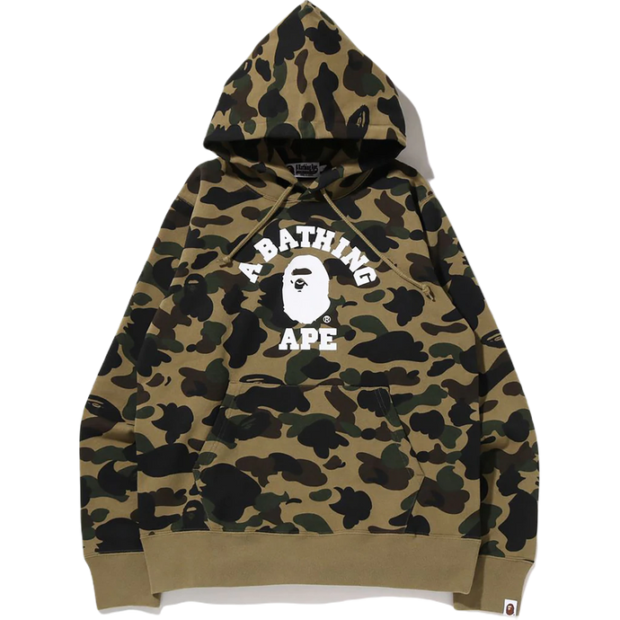A Bathing Ape 1st Camo College Pullover Hoodie (SS22) - Green Camo