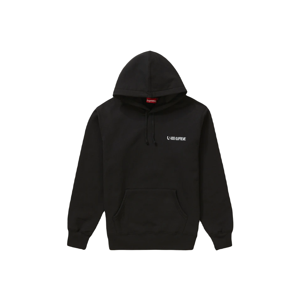 Supreme 1-800 Hooded Sweatshirt - Black - Used