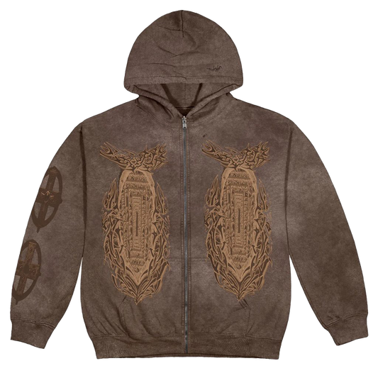 Travis Scott Utopia God's Country Zip Hoodie - Brown