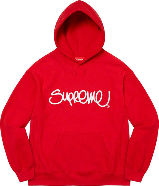 Supreme Raised Handstyle Hooded Sweatshirt - Red - Used Supreme