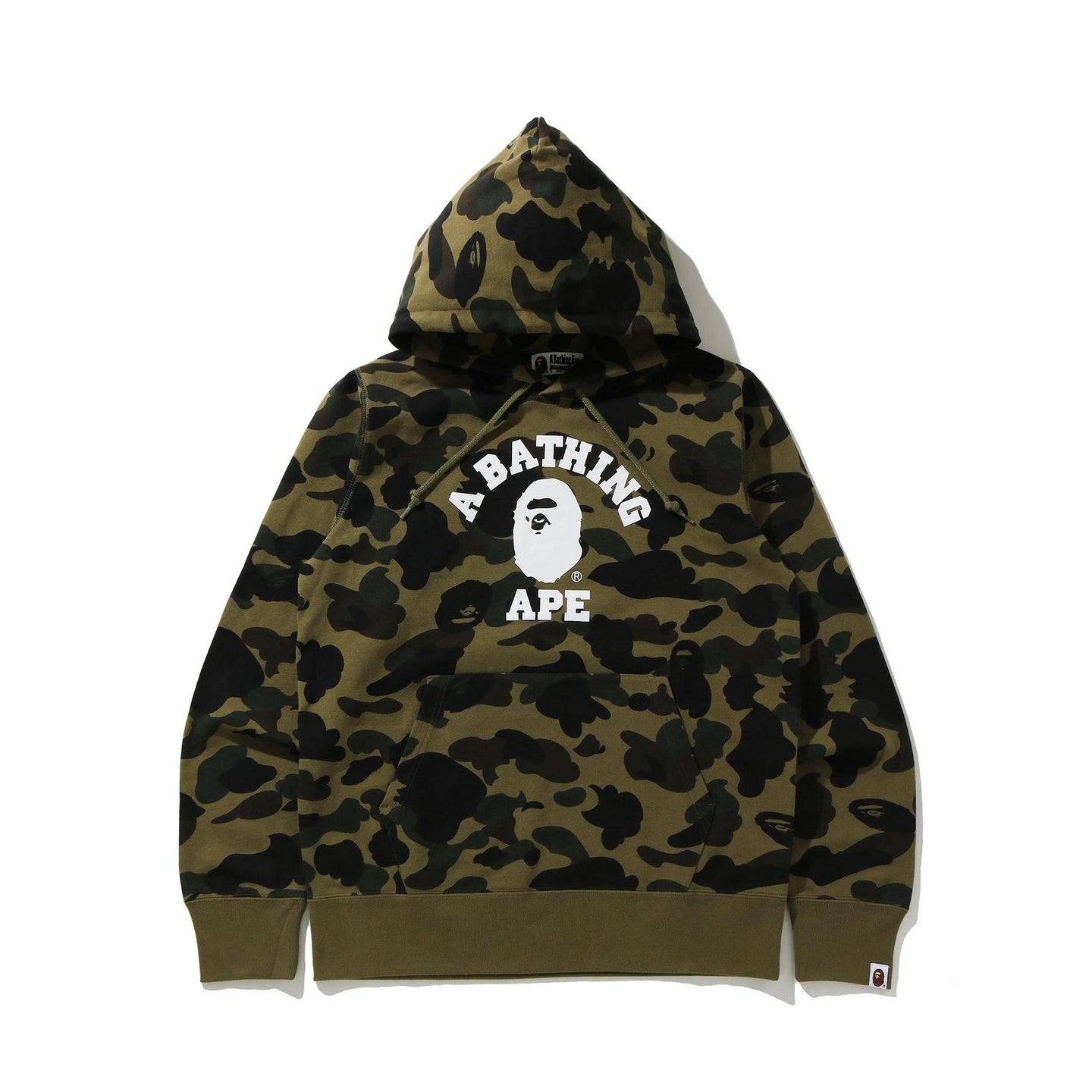 A Bathing Ape 1st Camo College Pullover Hoodie - Green - Used