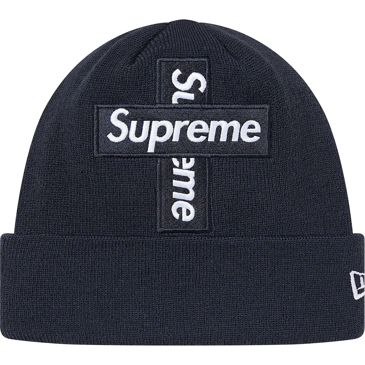 Supreme/New Era Cross Box Logo Beanie - Navy Supreme