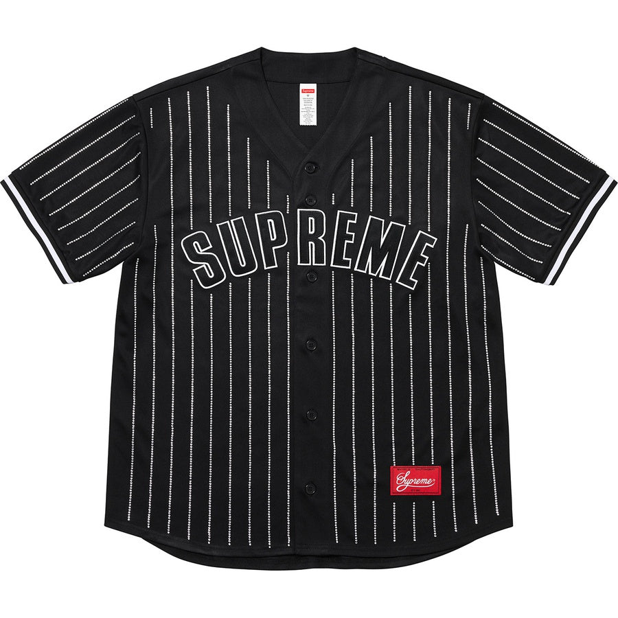 Supreme Rhinestone Stripe Baseball Jersey