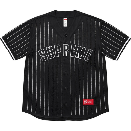 Supreme Rhinestone Stripe Baseball Jersey - Used Supreme