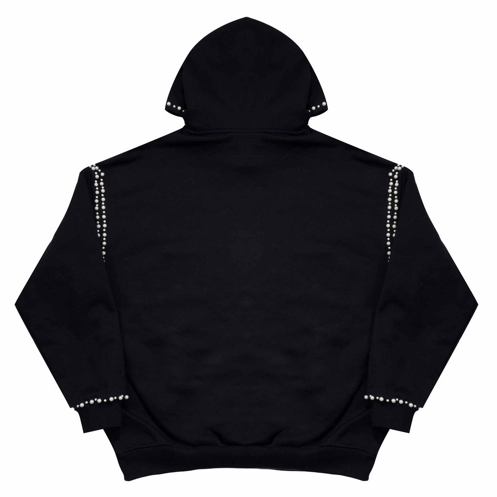SOWHAT Nail Bead Pullover Hooded Sweatshirt Black