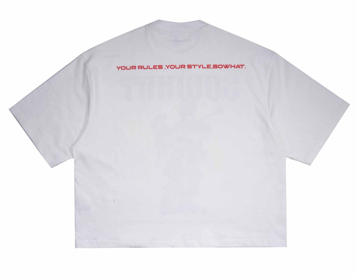 SOWHAT Guardian Angle Oversize Crop Tee White SOWHAT