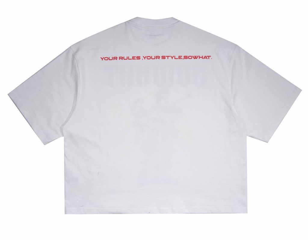 SOWHAT Guardian Angle Oversize Crop Tee White
