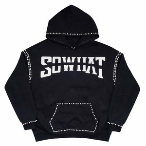 SOWHAT Nail Bead Pullover Hooded Sweatshirt Black SOWHAT