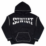 SOWHAT Nail Bead Pullover Hooded Sweatshirt Black