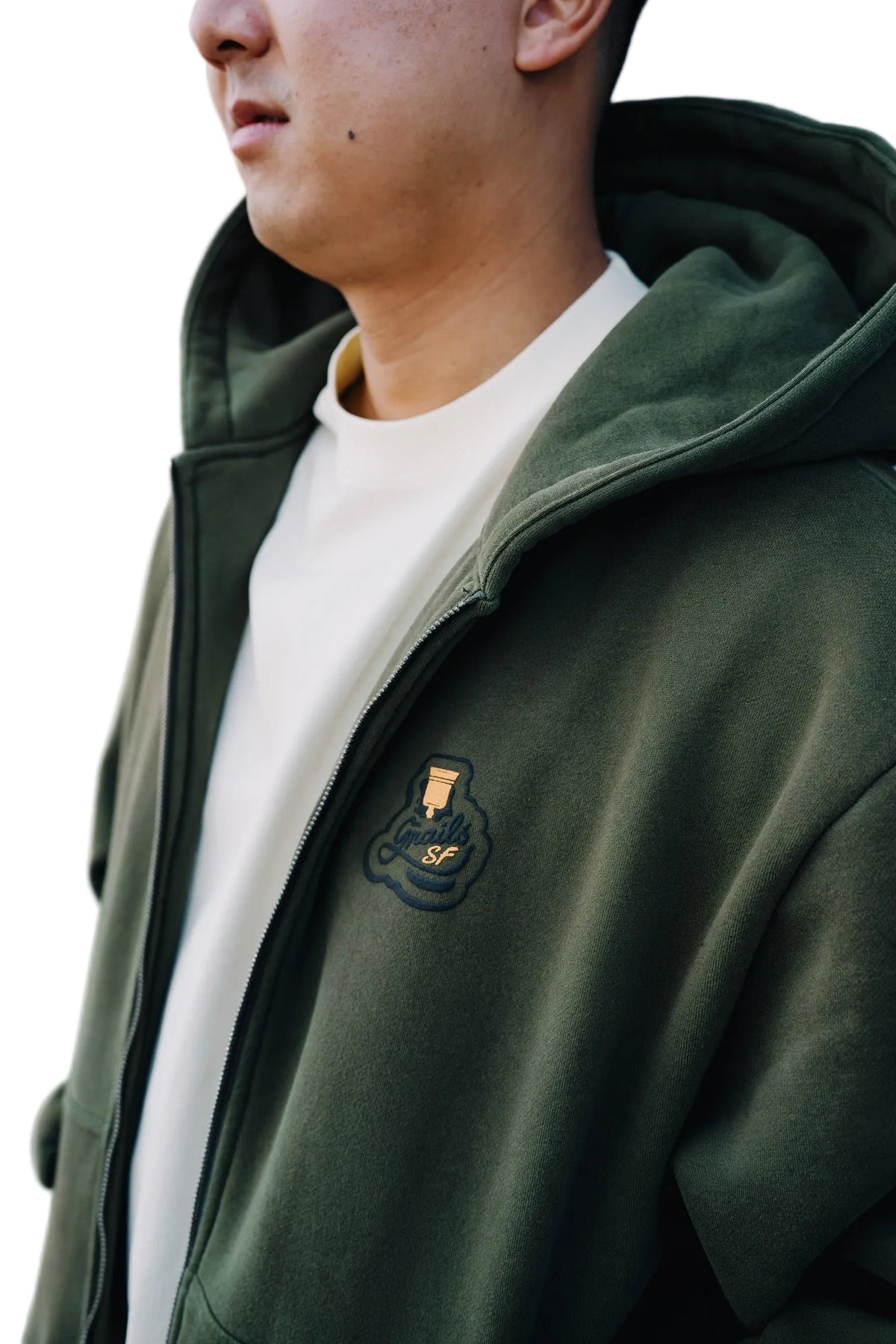 Grails SF Zip Up Hoodie Acid Wash Olive Green grails sf