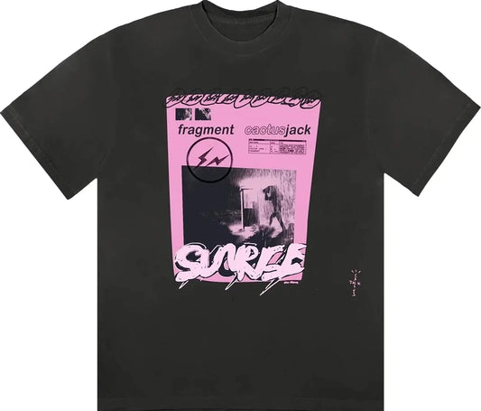Travis Scott Cactus Jack For Fragment Pink Sunrise Tee - Washed Black - Used