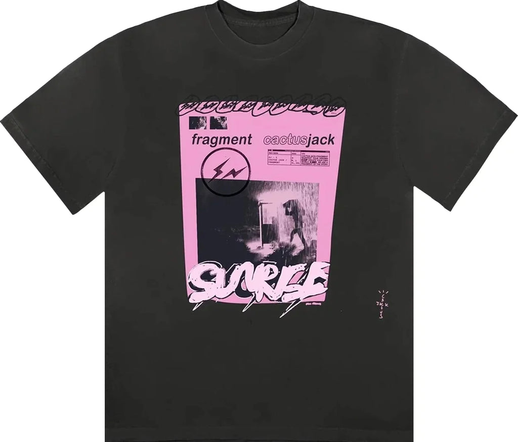 Travis Scott Cactus Jack For Fragment Pink Sunrise Tee - Washed Black - Used