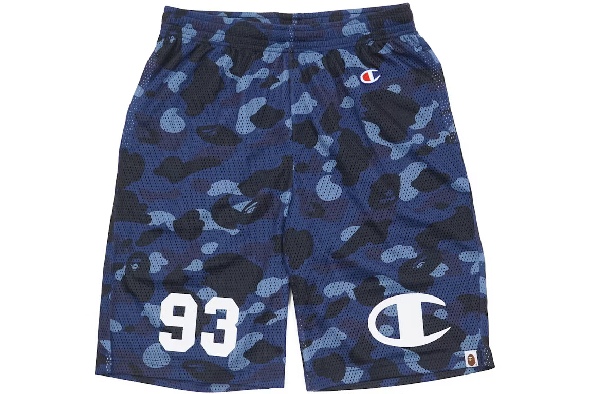 BAPE x Champion Color Camo Mesh Basketball Shorts - Blue