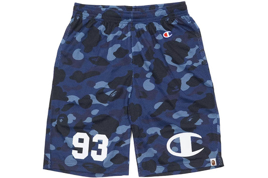BAPE x Champion Color Camo Mesh Basketball Shorts - Blue - Used