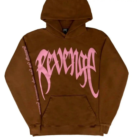 Revenge Arch Logo Hoodie - Brown/Pink