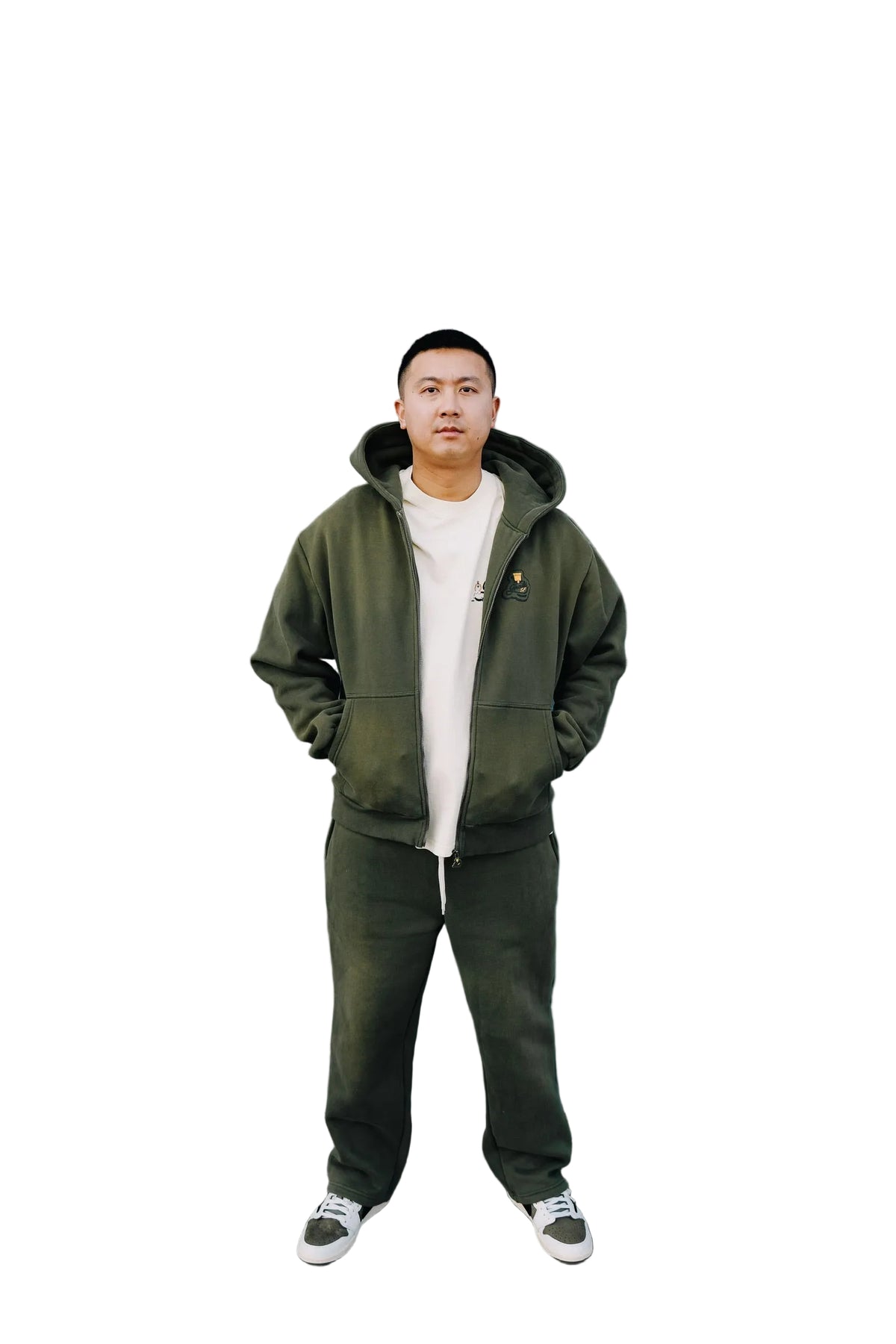 Grails SF Zip Up Hoodie Acid Wash Olive Green grails sf