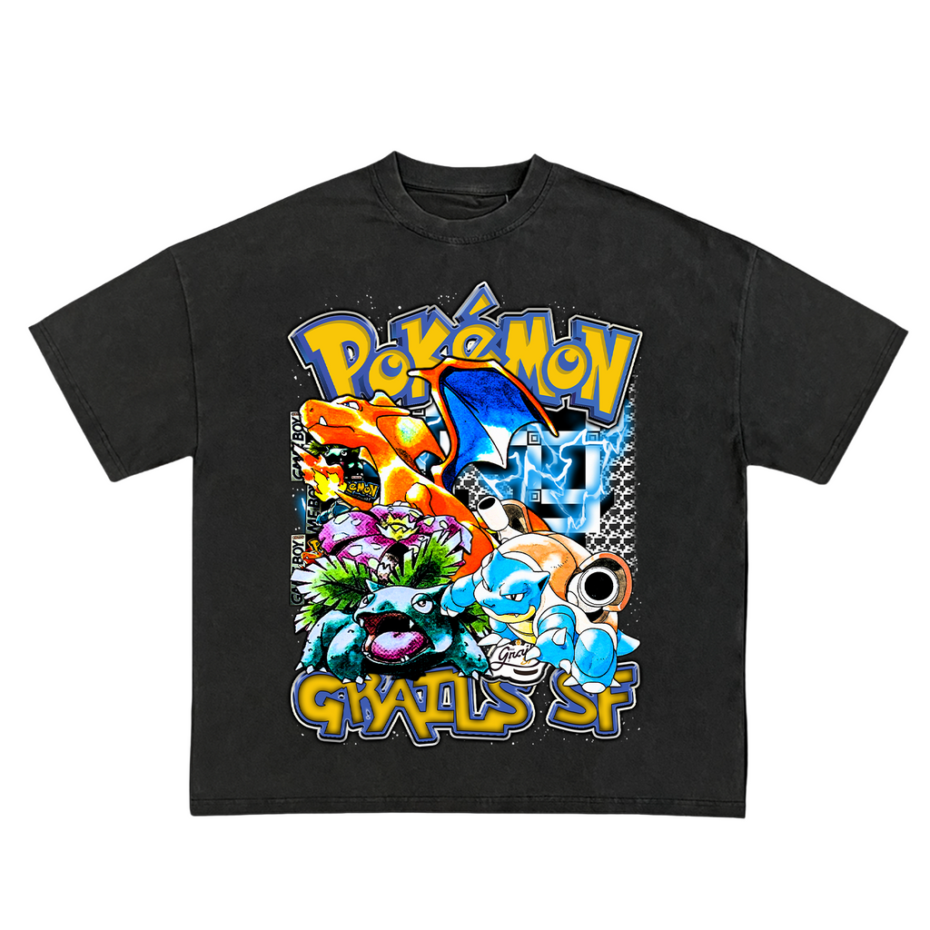 Grails SF Kanto Trio (Red, Blue, Green) Tee Vintage Black