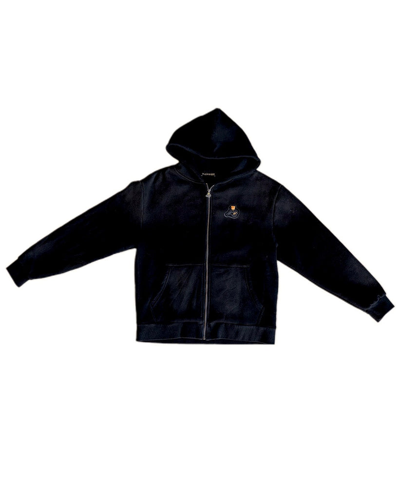 Grails SF Zip Up Hoodie Acid Wash Black