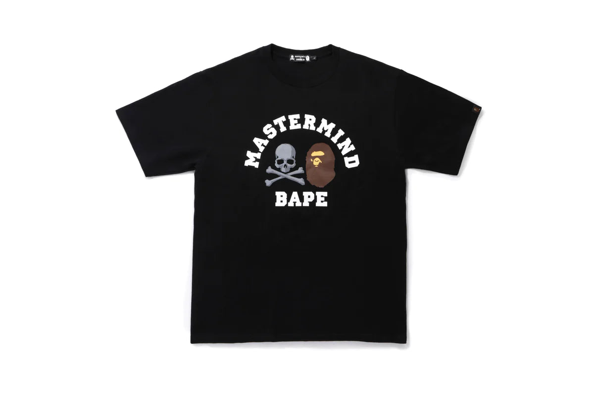 A Bathing Ape  x Mastermind Japan Logo College Tee - Black Bape