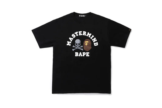 A Bathing Ape x Mastermind Japan Logo College Tee - Black - Used Bape