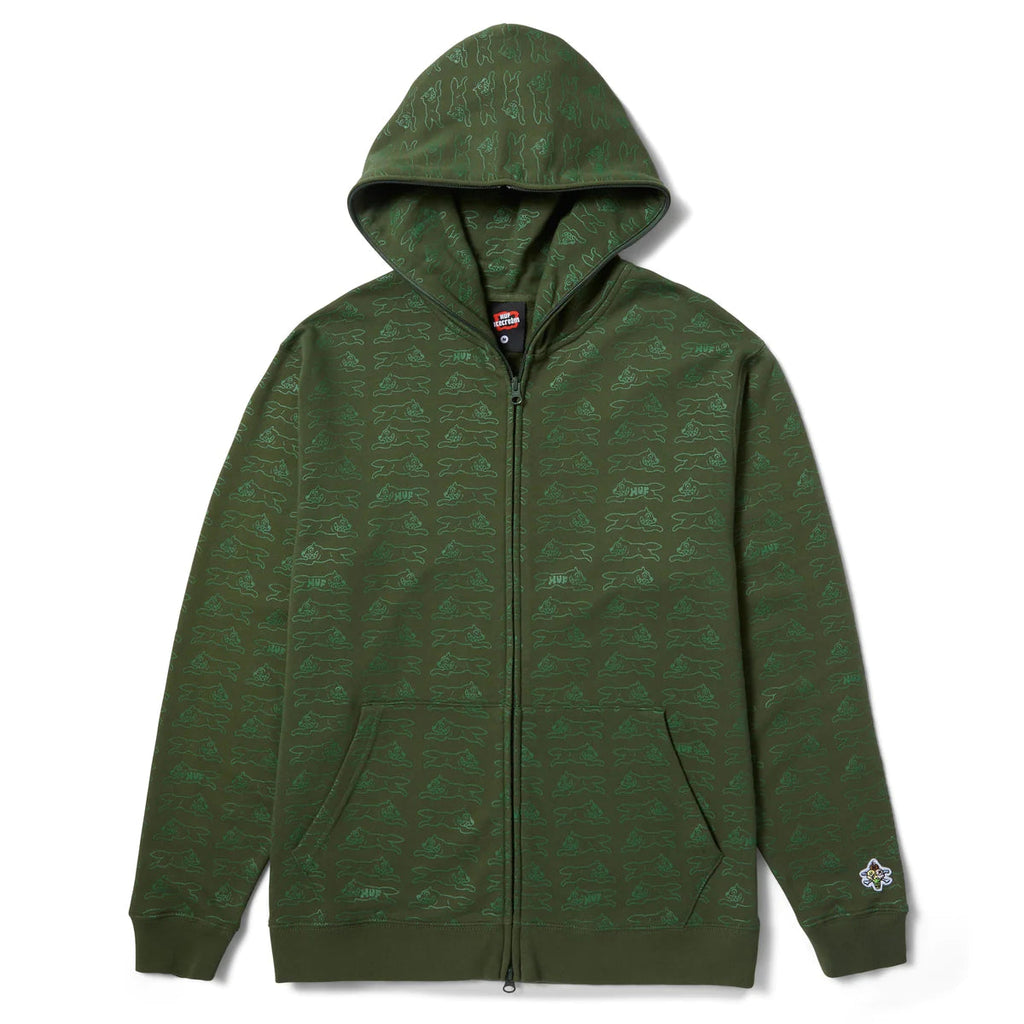 HUF Ice Cream Running Dog Full-Zip Hoodie - Forest Green HUF Ice Cream Running Dog Full-Zip Hoodie - Forest Green