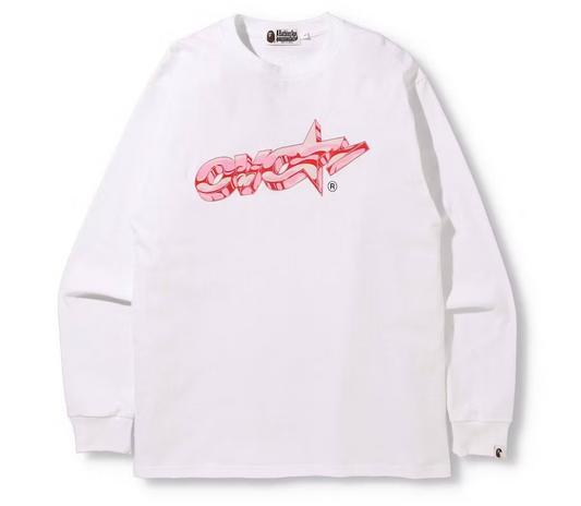 A Bathing Ape x OVO L/S T-shirt - White - Used Bape