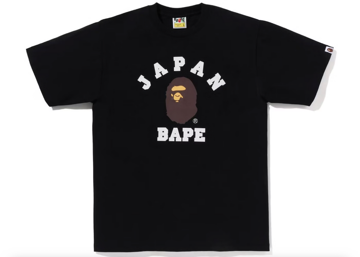 A Bathing Ape Japan Logo College Tee - Black Bape