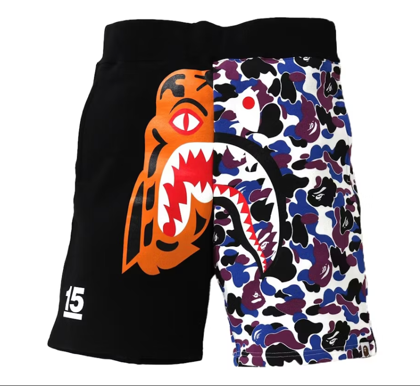 BAPE Hong Kong 15th Anniversary Tiger Shark Sweatshort - Multicolor - Used