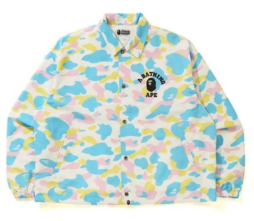 BAPE New Multi Camo Relaxed Coach Jacket - White - Used Bape