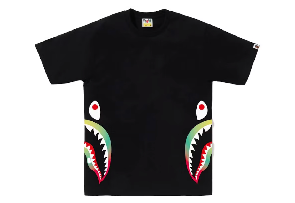 A Bathing Ape Gradation Side Shark Tee - Black - Used Bape