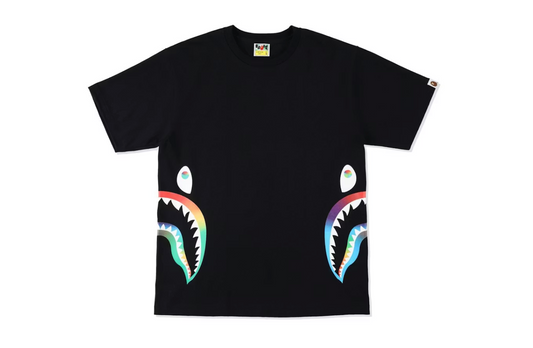 A Bathing Ape Rainbow Shark Tee - Black Bape