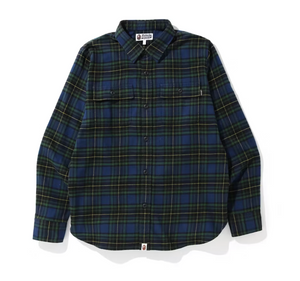 BAPE Shark Flannel Check Shirt - Green - Used