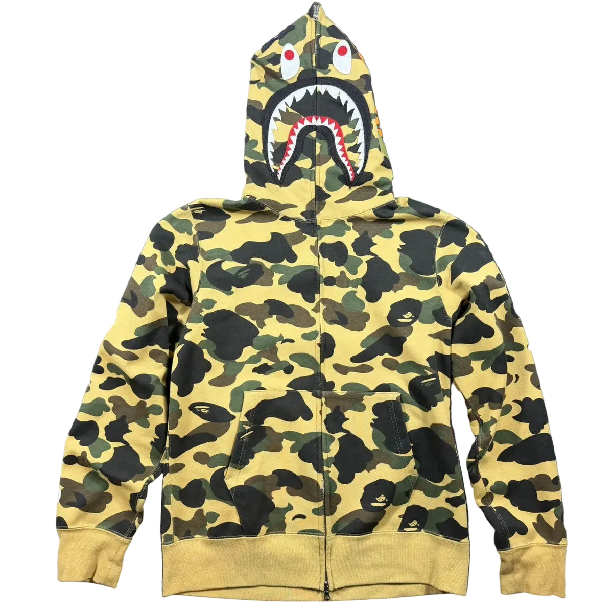 BAPE GORE Wind Stopper 1st Camo Green Shark Full Zip Hoodie
