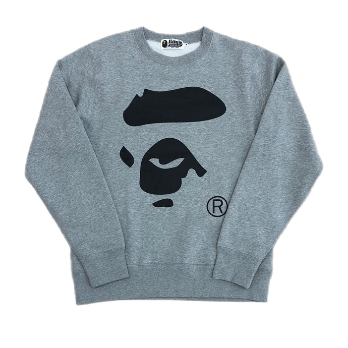A BAPE Big Ape Head Crewneck - Grey/Black
