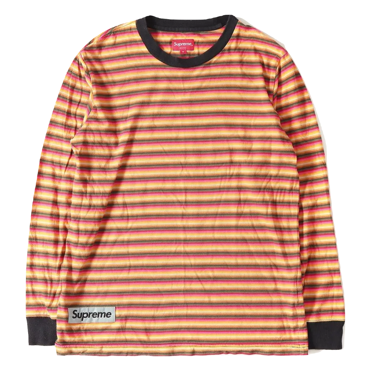 Supreme Multi Stripe Reflective Patch L/S Tee - Black/Multicolor - Used Supreme